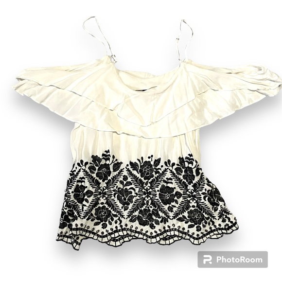 Mossimo Cold Shoulder Embroidered Top - Picture 2 of 4